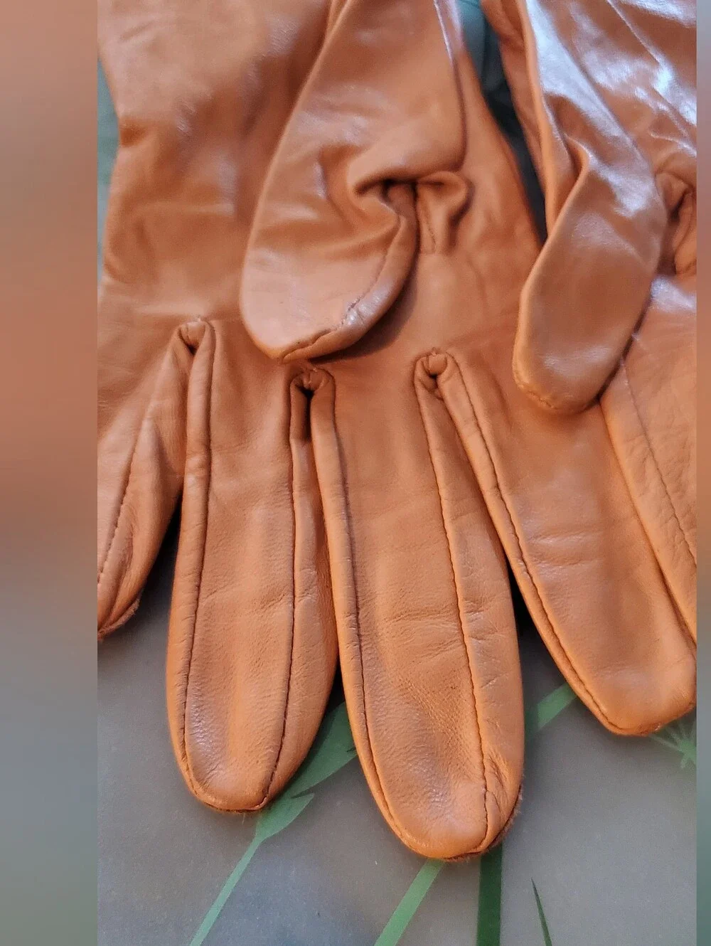Vintage 90's Leather Driving Gloves - Orange